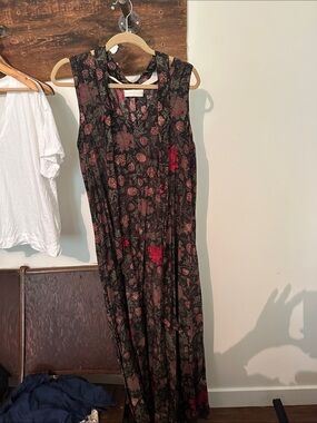 Natalie Martin Black Maxi Dress with Red Floral Print